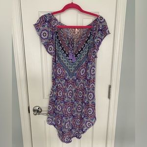 EUC Victoria Secret Purple Paisley y2k Flutter Sleeve Swim Coverup size small